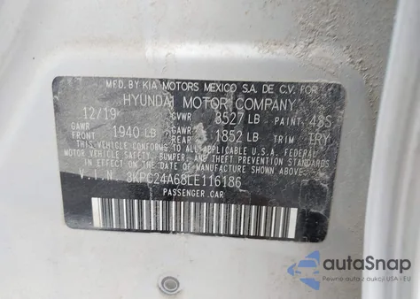 2020 Hyundai Accent Se from USA, damaged, VIN 3KPC24A68LE116186